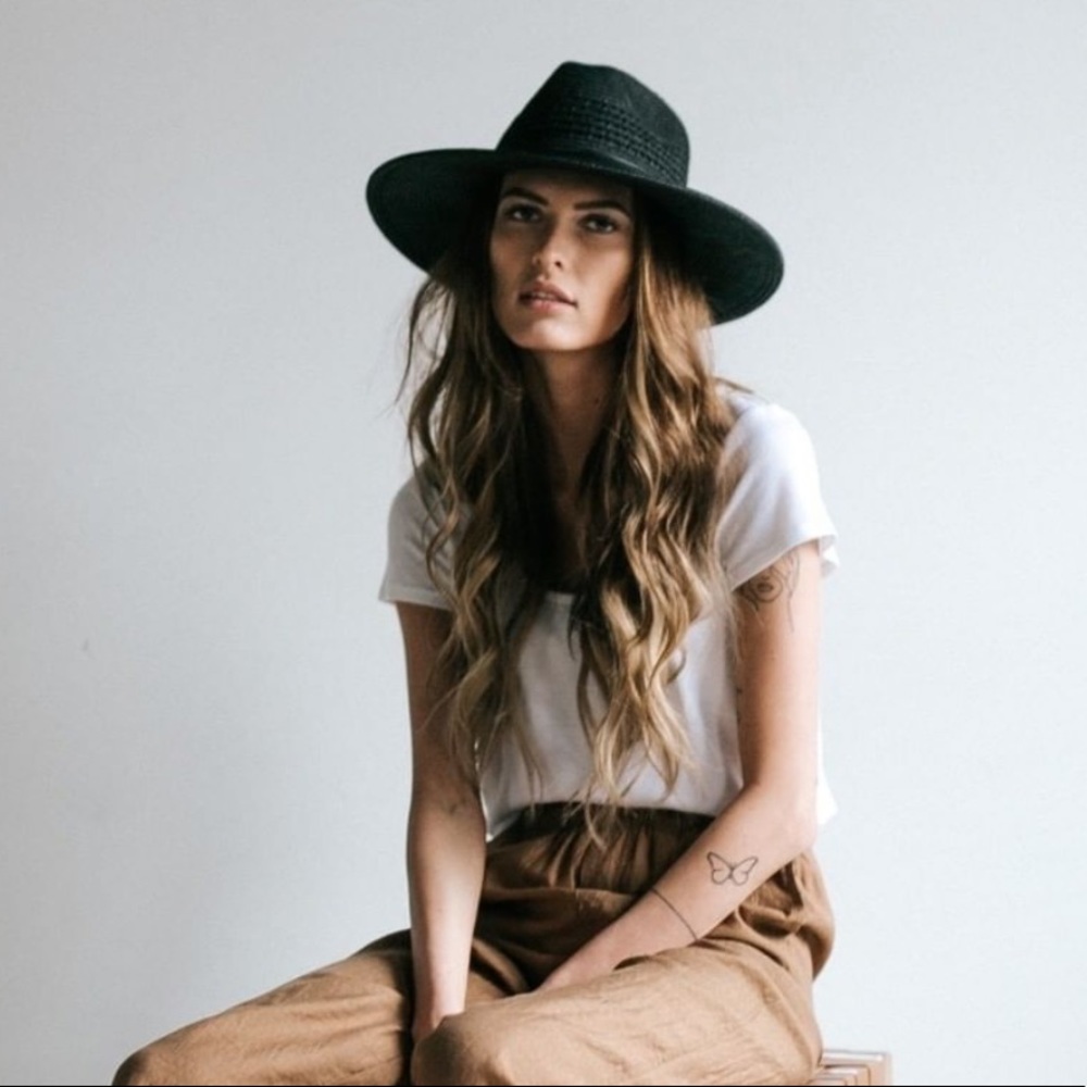 GIGI PIP Abigail black straw fedora BRAND NEW
